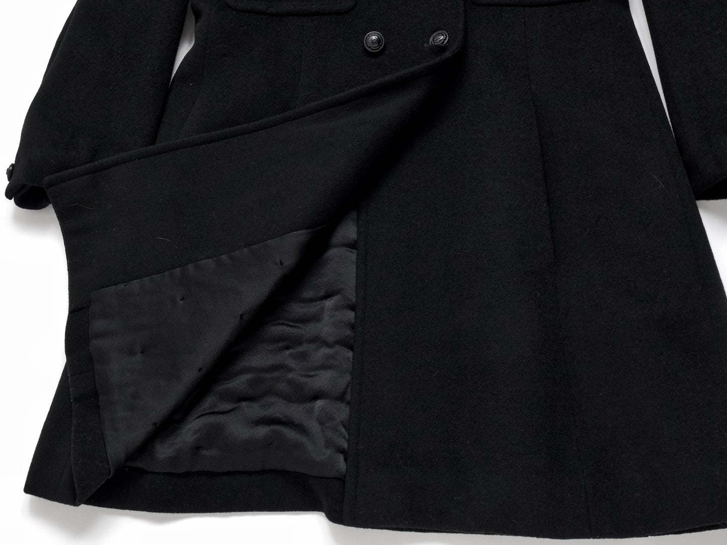 CHANEL 1997 Wool Quilted Lining Black Coat Size 38