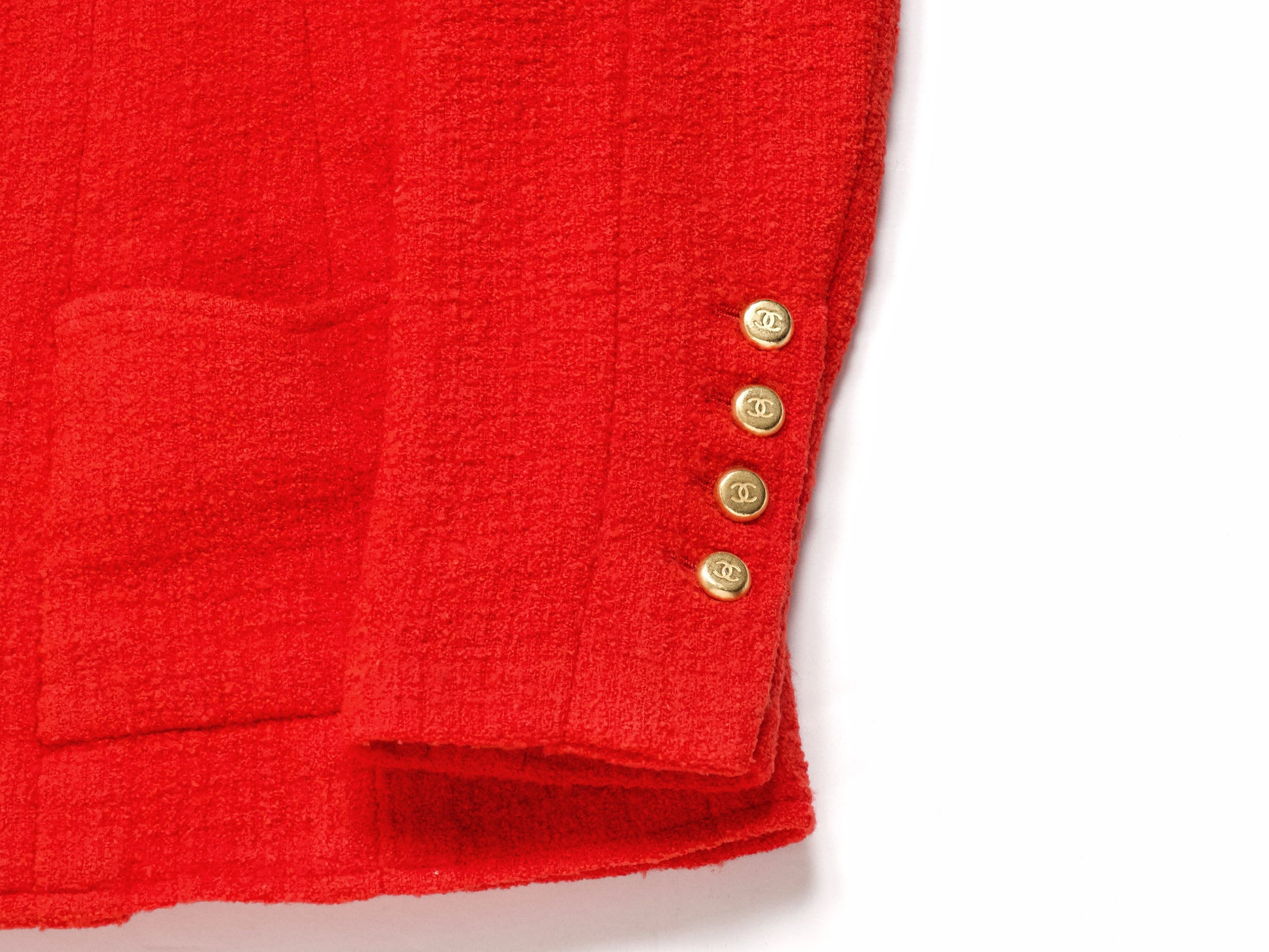 CHANEL 1996 Vermilion Tweed Jacket Size 44