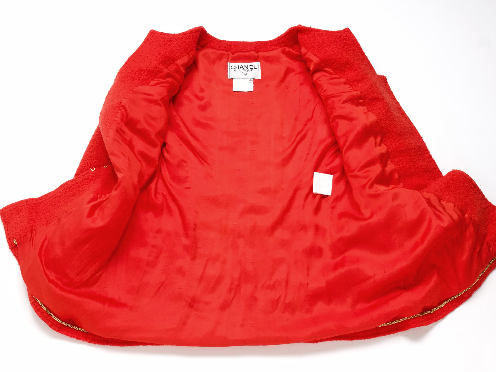 CHANEL 1996 Vermilion Tweed Jacket Size 44