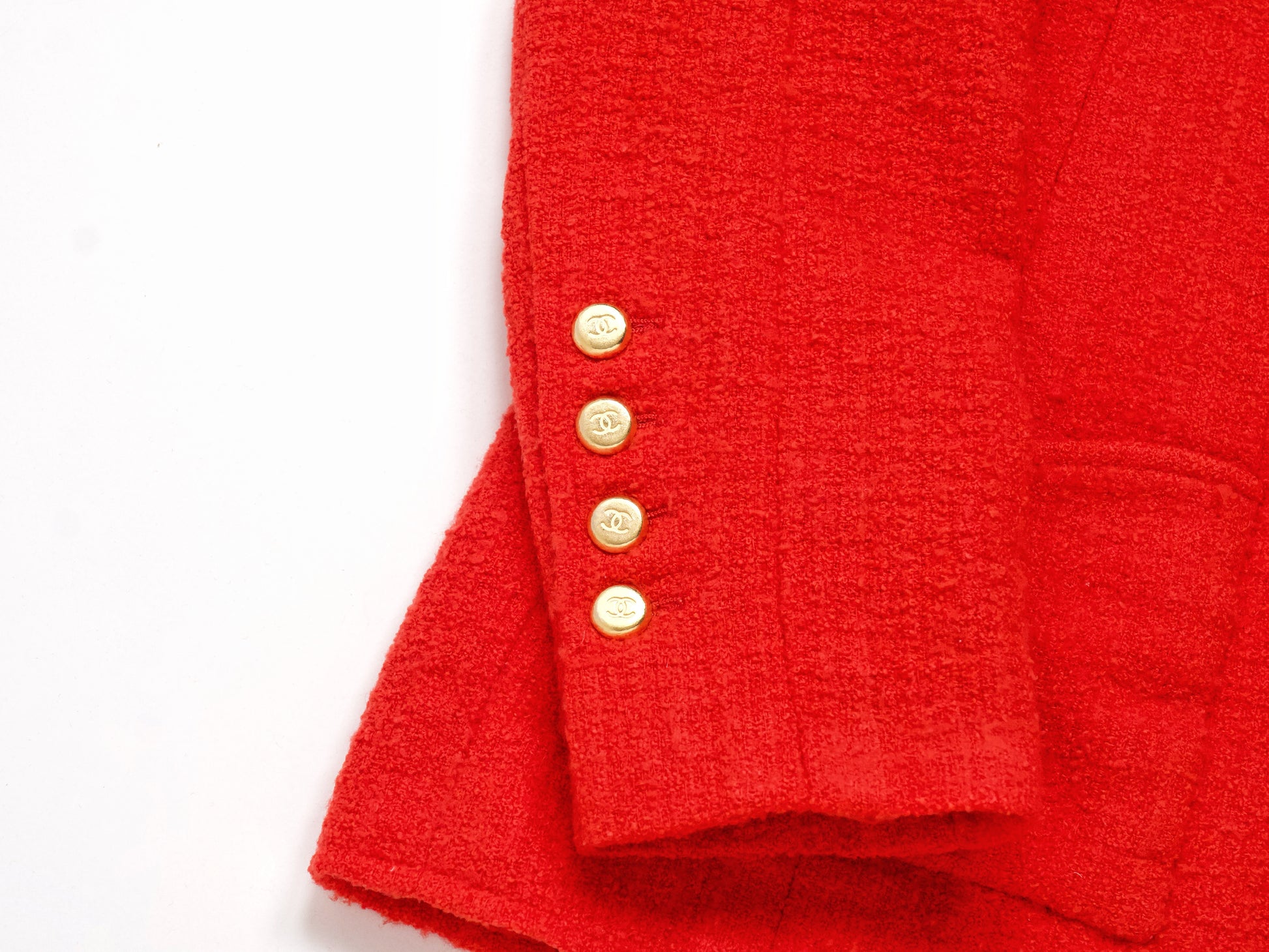 CHANEL 1996 Vermilion Tweed Jacket Size 44