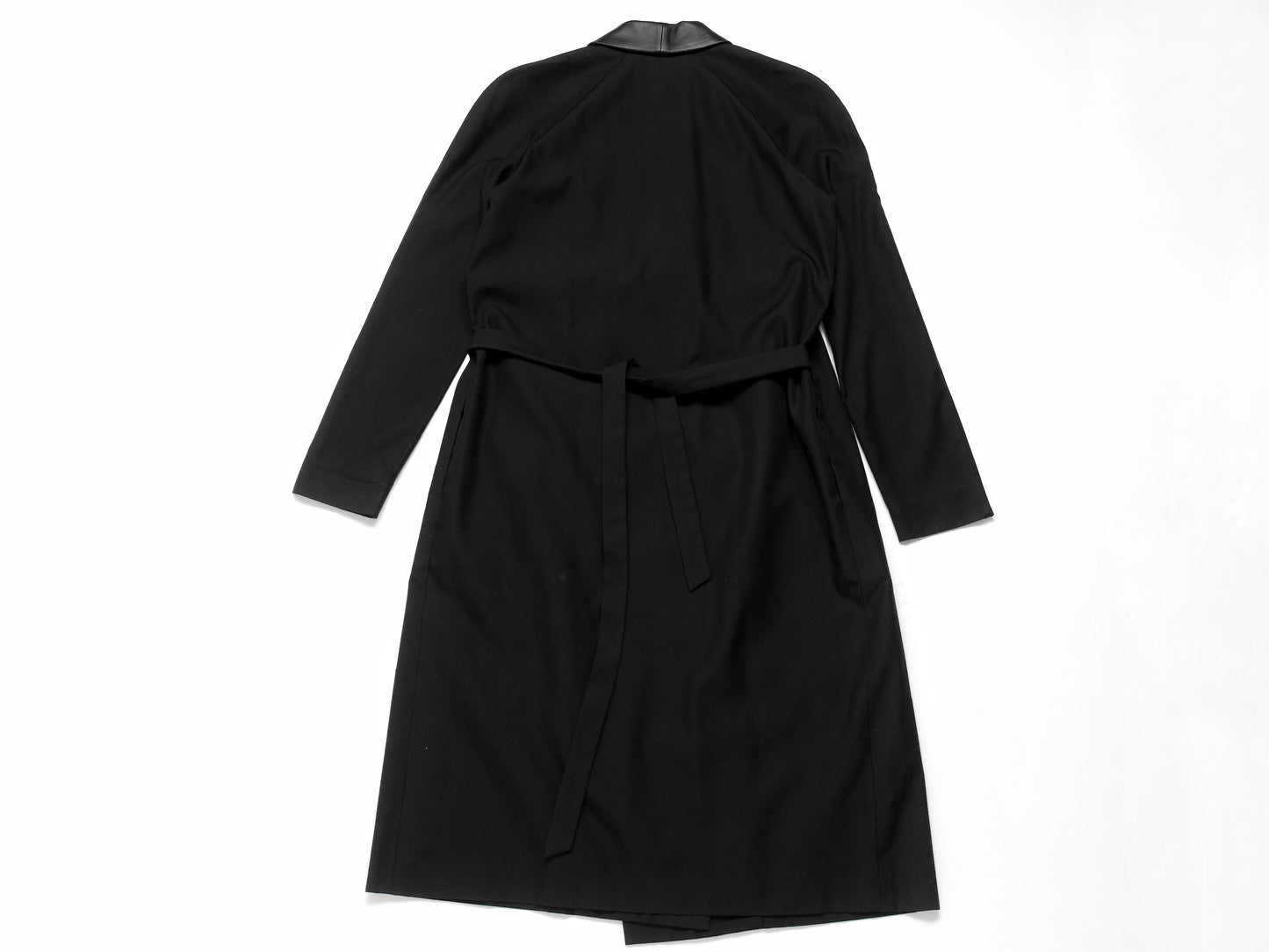 HERMES Leather Switch Black/Black Silk Robe 40 Coat