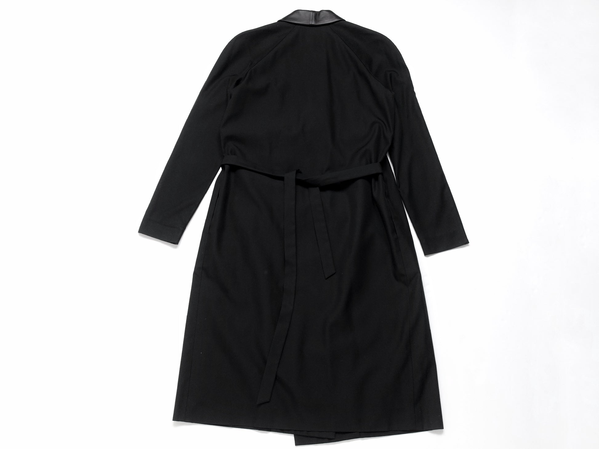 HERMES Leather Switch Black/Black Silk Robe 40 Coat
