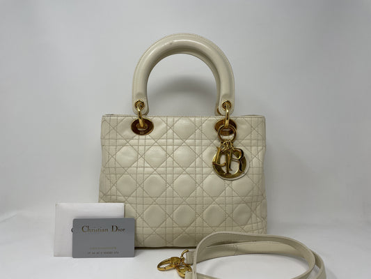 Dior DIOR Handbag Lady Dior Lambskin Leather Handbag