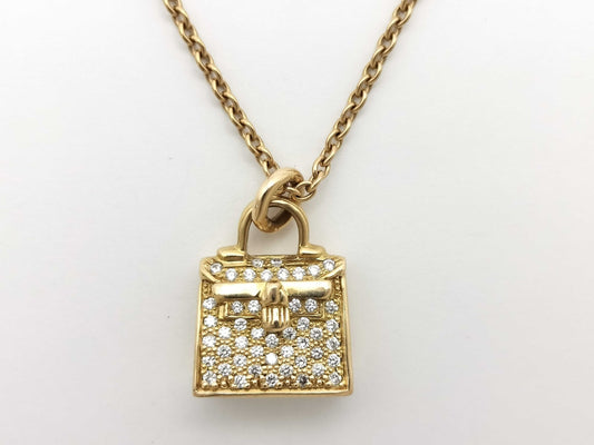 HERMES Kelly D0.21ct AU750 10.7g Necklace