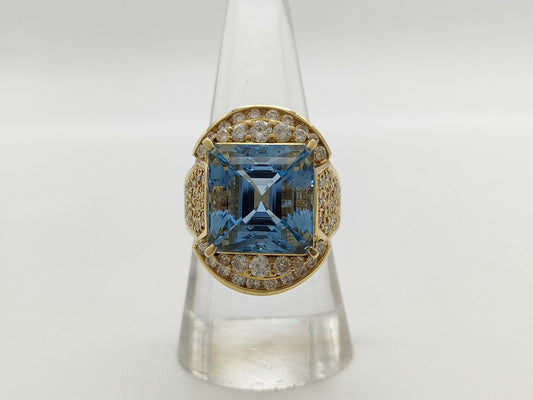 AQ10.69ct D1.23ct K18 15.7g Ring