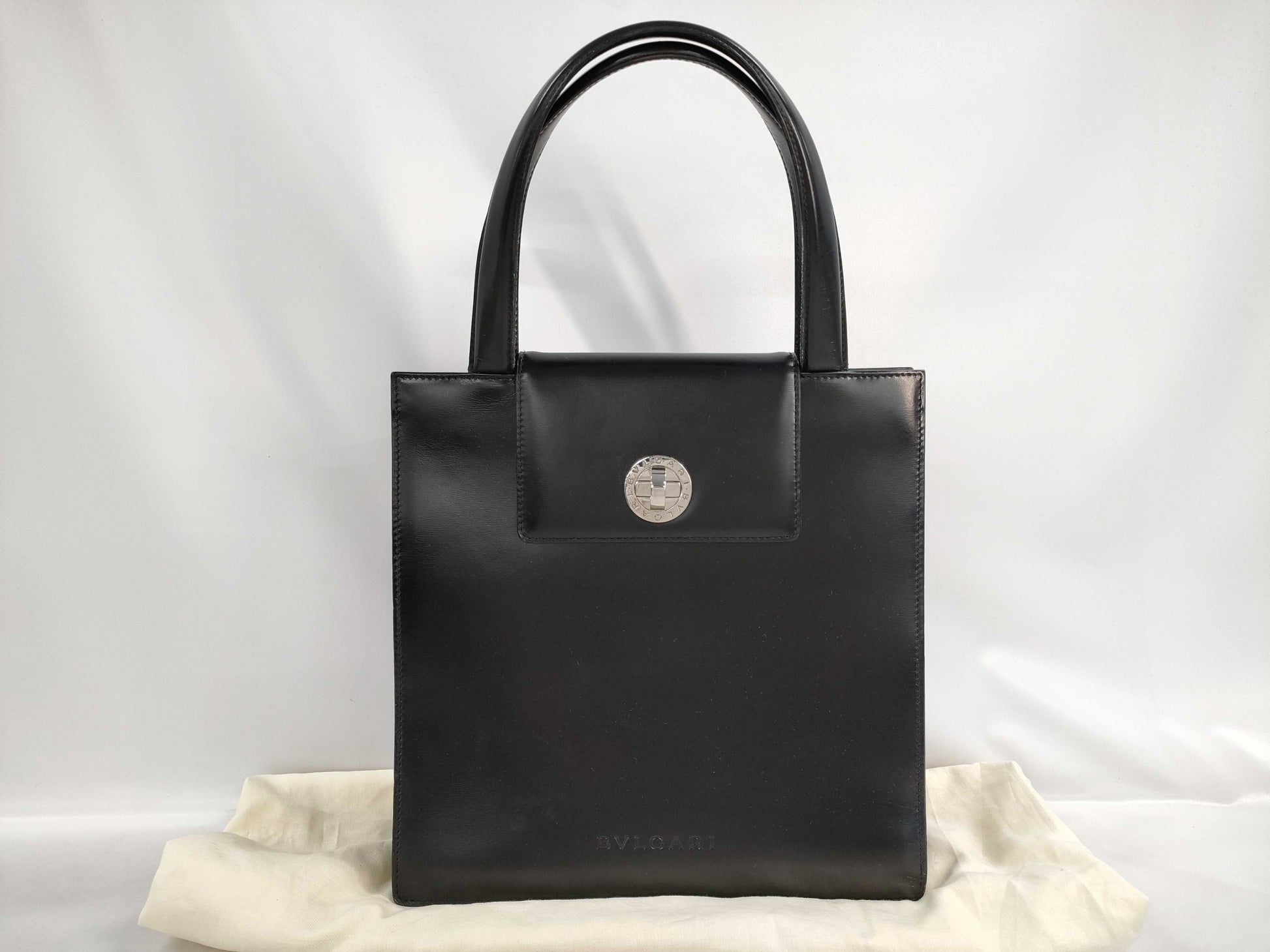 BVLGARI Turnlock Tote Black Tote Bag