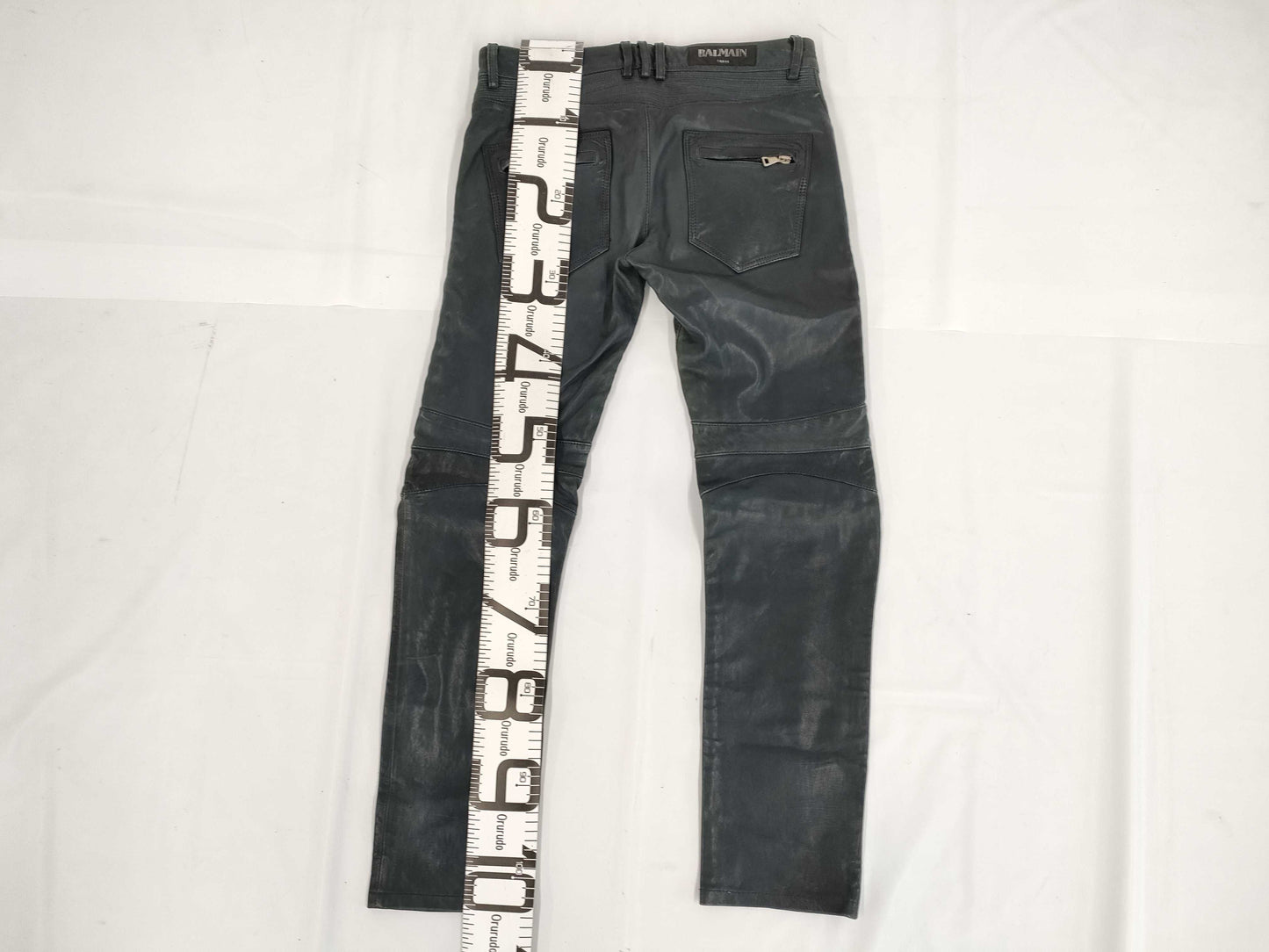 BALMAIN Leather Rider Pants Size 50