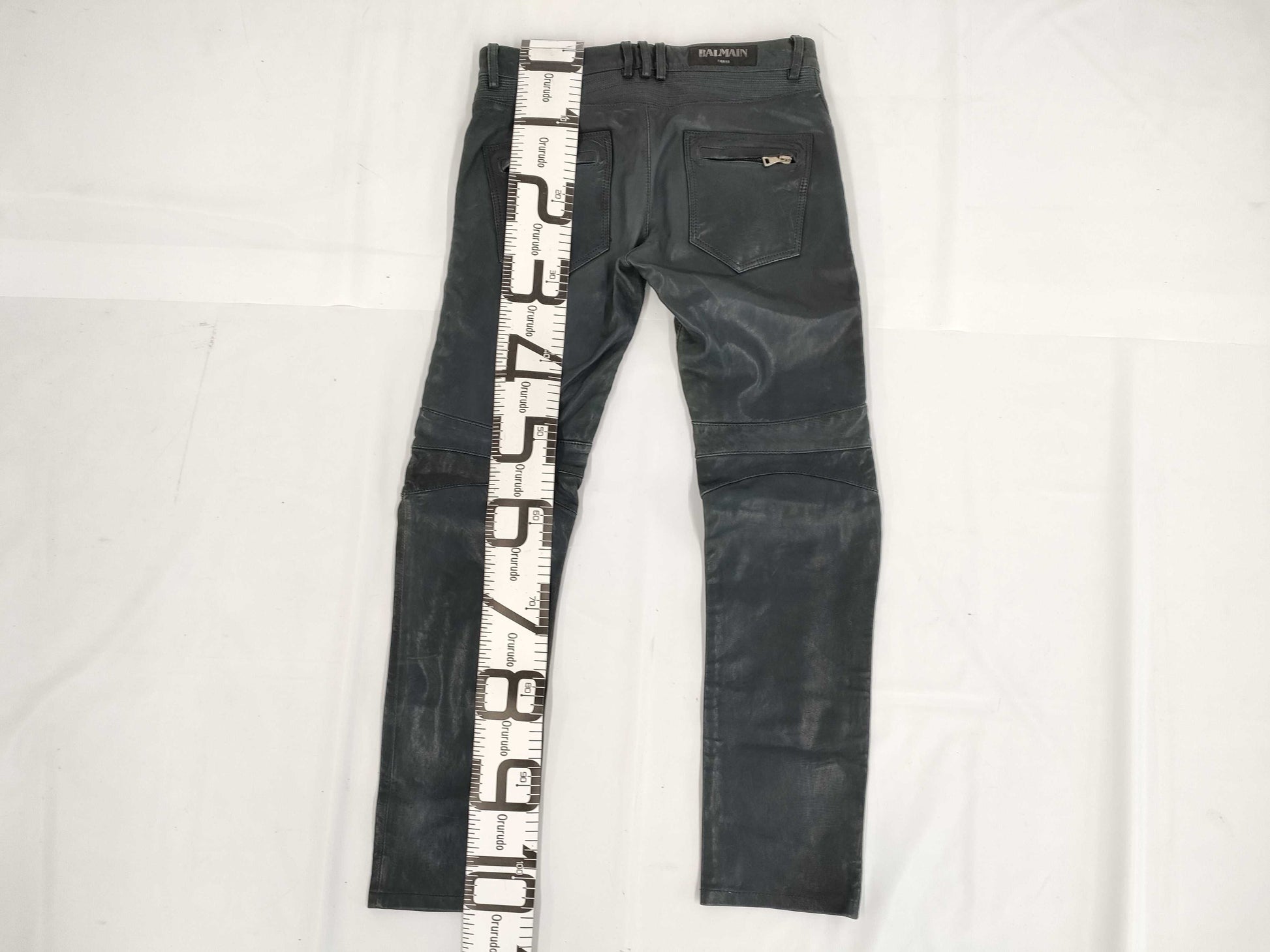 BALMAIN Leather Rider Pants Size 50