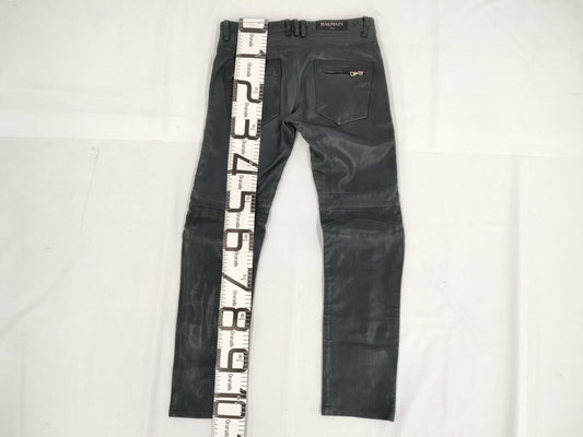 BALMAIN Leather Rider Pants Size 50