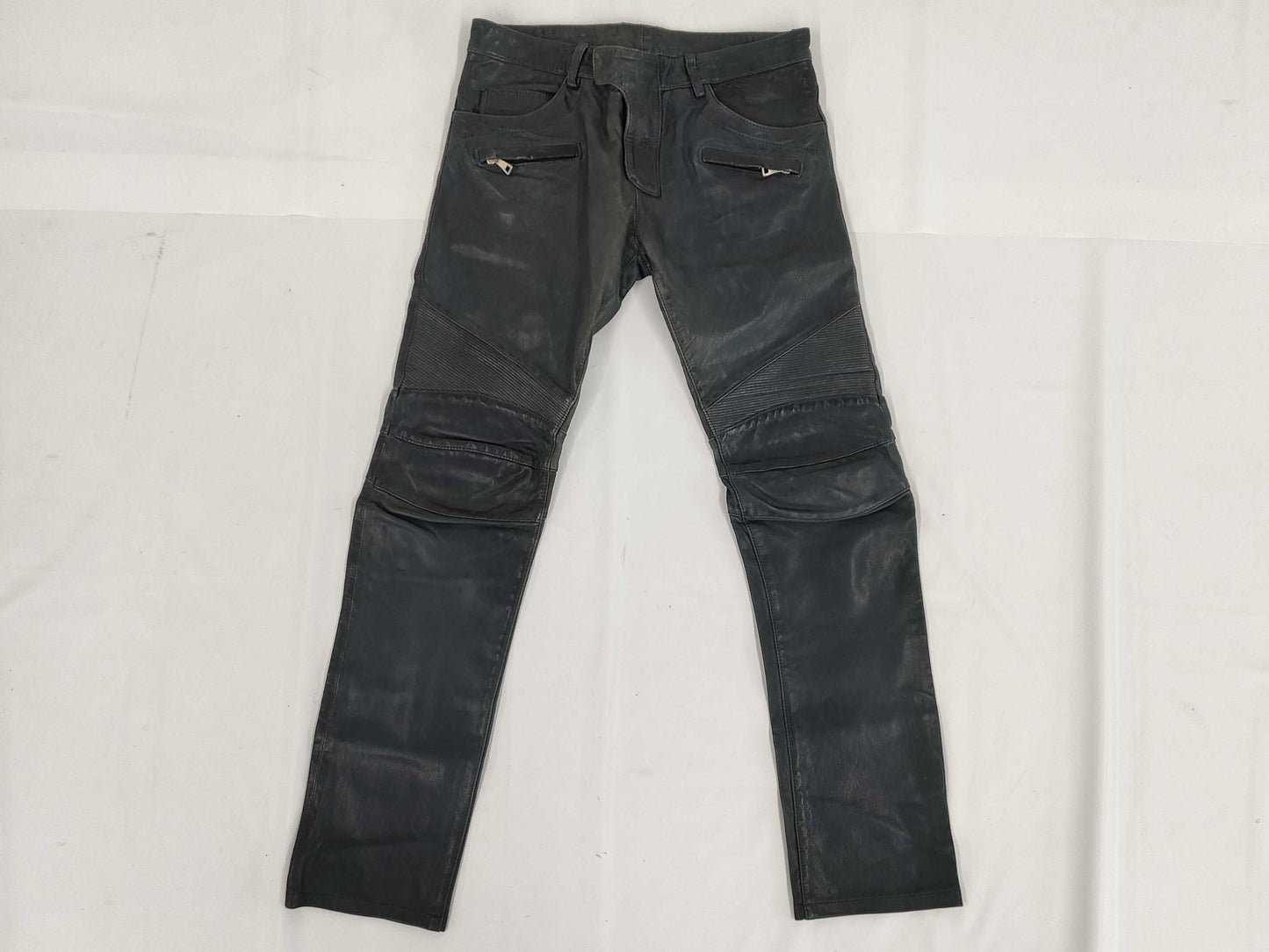 BALMAIN Leather Rider Pants Size 50