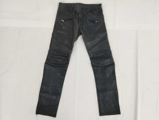 BALMAIN Leather Rider Pants Size 50
