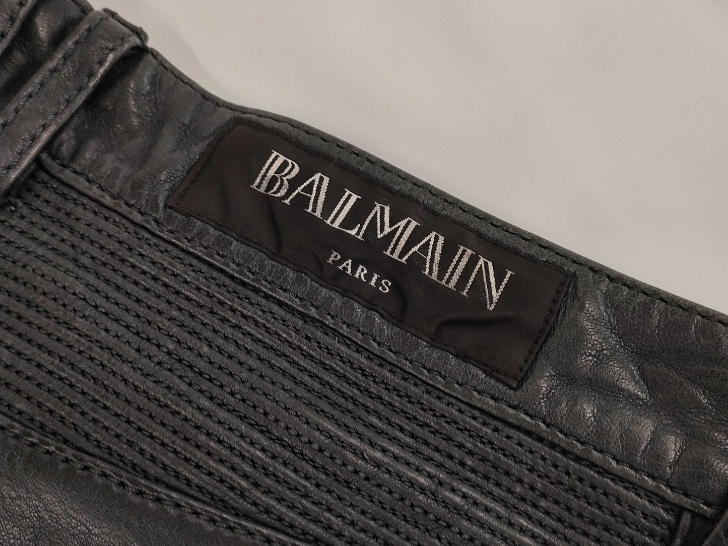 BALMAIN Leather Rider Pants Size 50