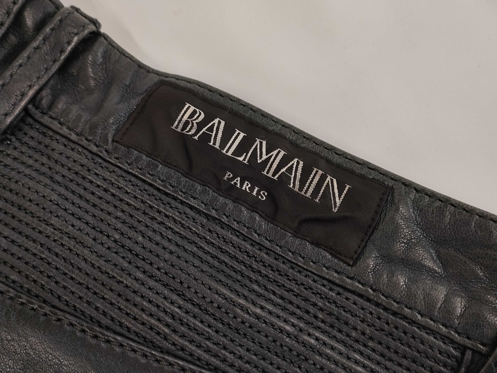 BALMAIN Leather Rider Pants Size 50