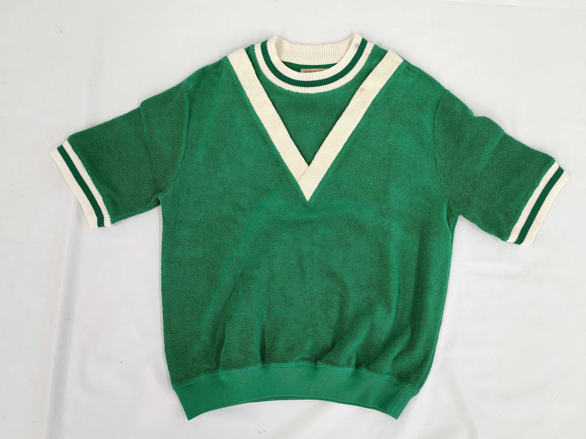 BURBERRY Terry V-neck shirt, size S, tops