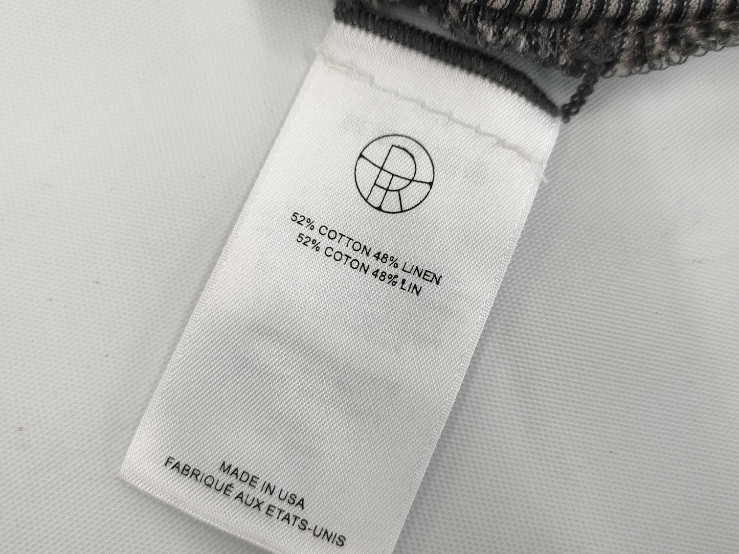THE ROW Gray Cotton Linen Striped Cut and Sew Top