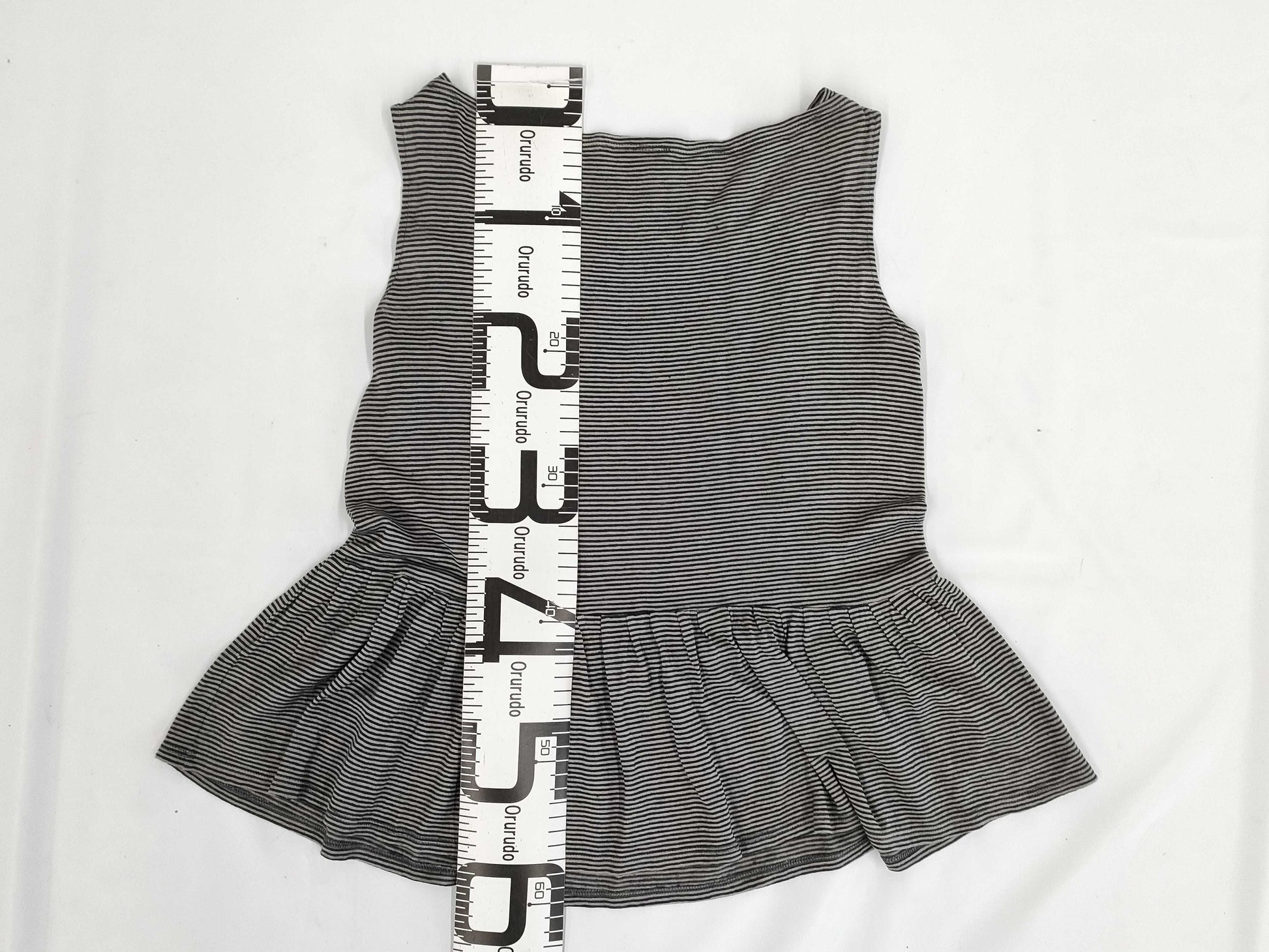 THE ROW Gray Cotton Linen Striped Cut and Sew Top