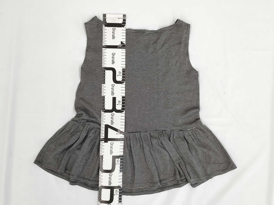 THE ROW Gray Cotton Linen Striped Cut and Sew Top