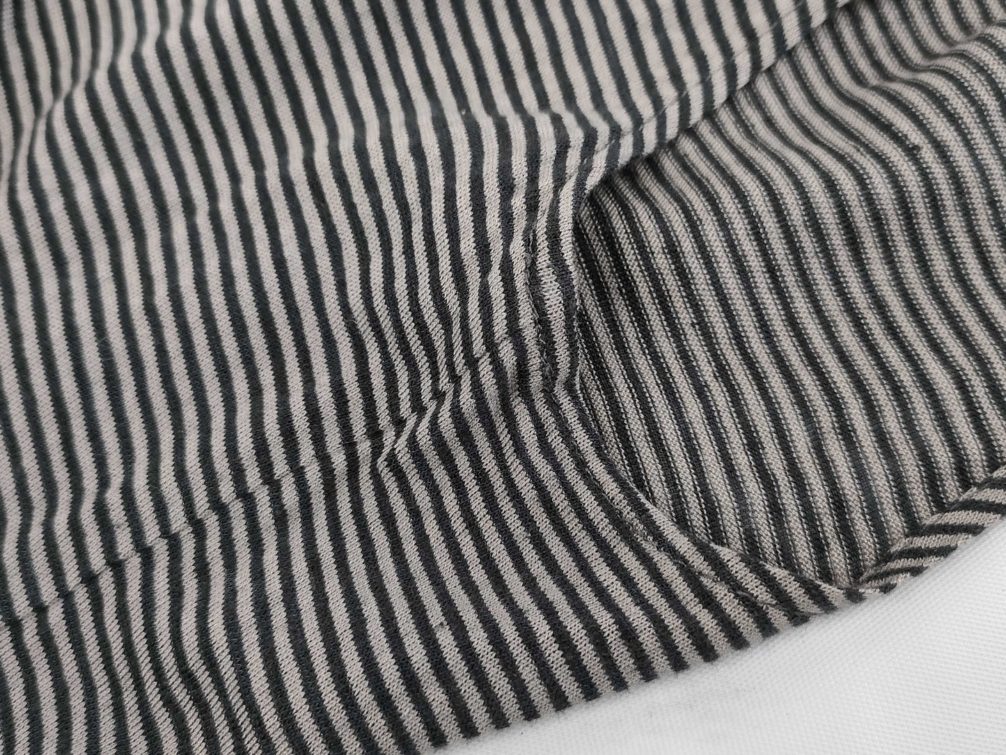 THE ROW Gray Cotton Linen Striped Cut and Sew Top