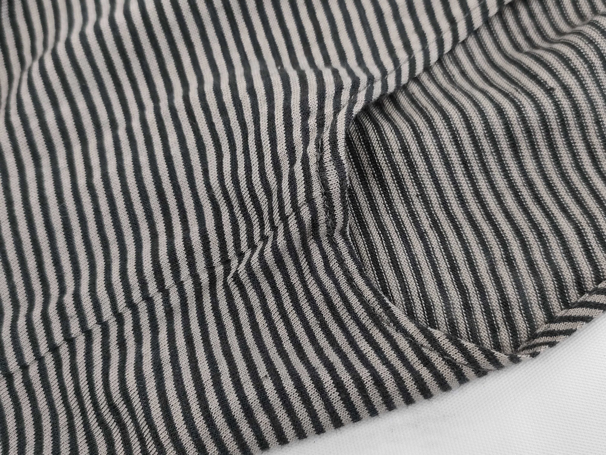 THE ROW Gray Cotton Linen Striped Cut and Sew Top