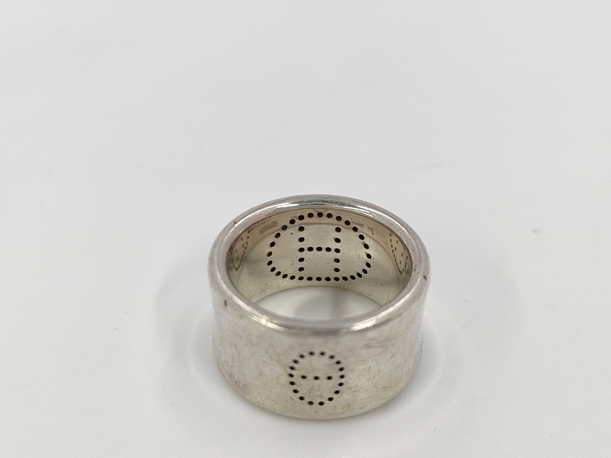 HERMES H Silver Ring 48 No. 8 Ring