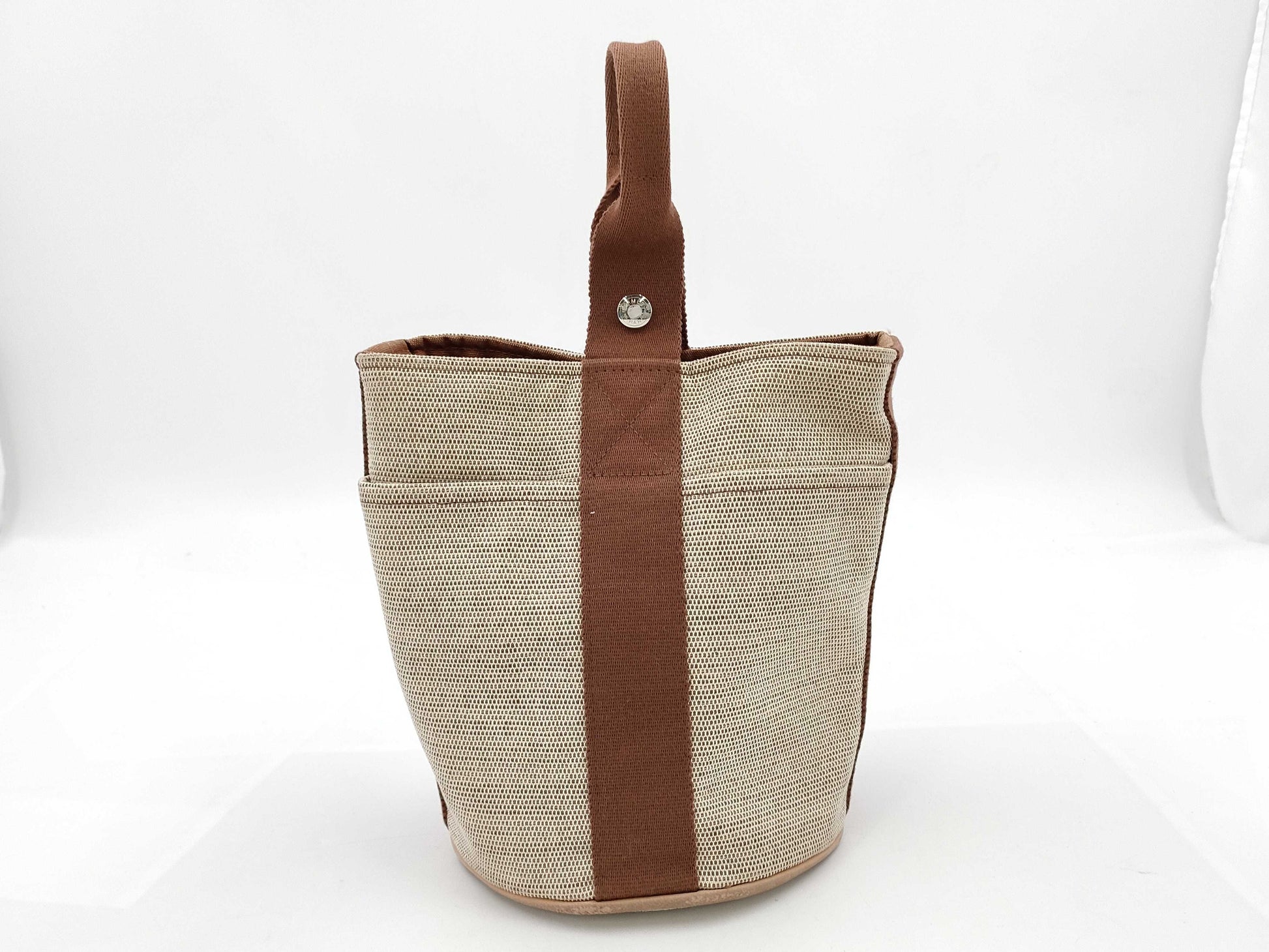 HERMES SaxoMM Canvas Beige/Brown Purse Bag