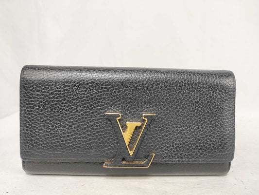LOUIS VUITTON Taurillon Portefeuille Capucines Noir M61248 Wallet