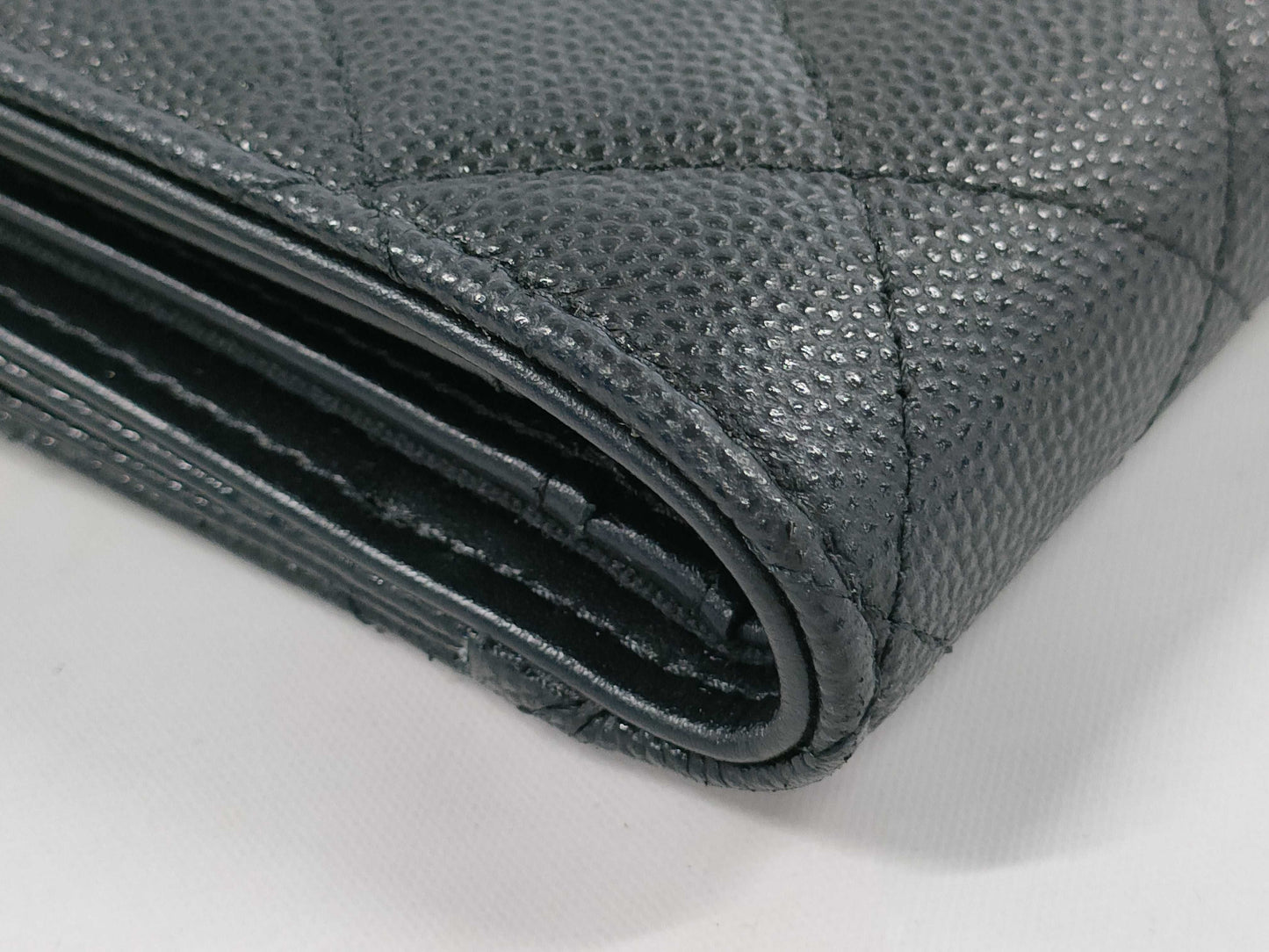 CHANEL Caviar Coco Mark Rhinestone Compact Wallet, Random Number