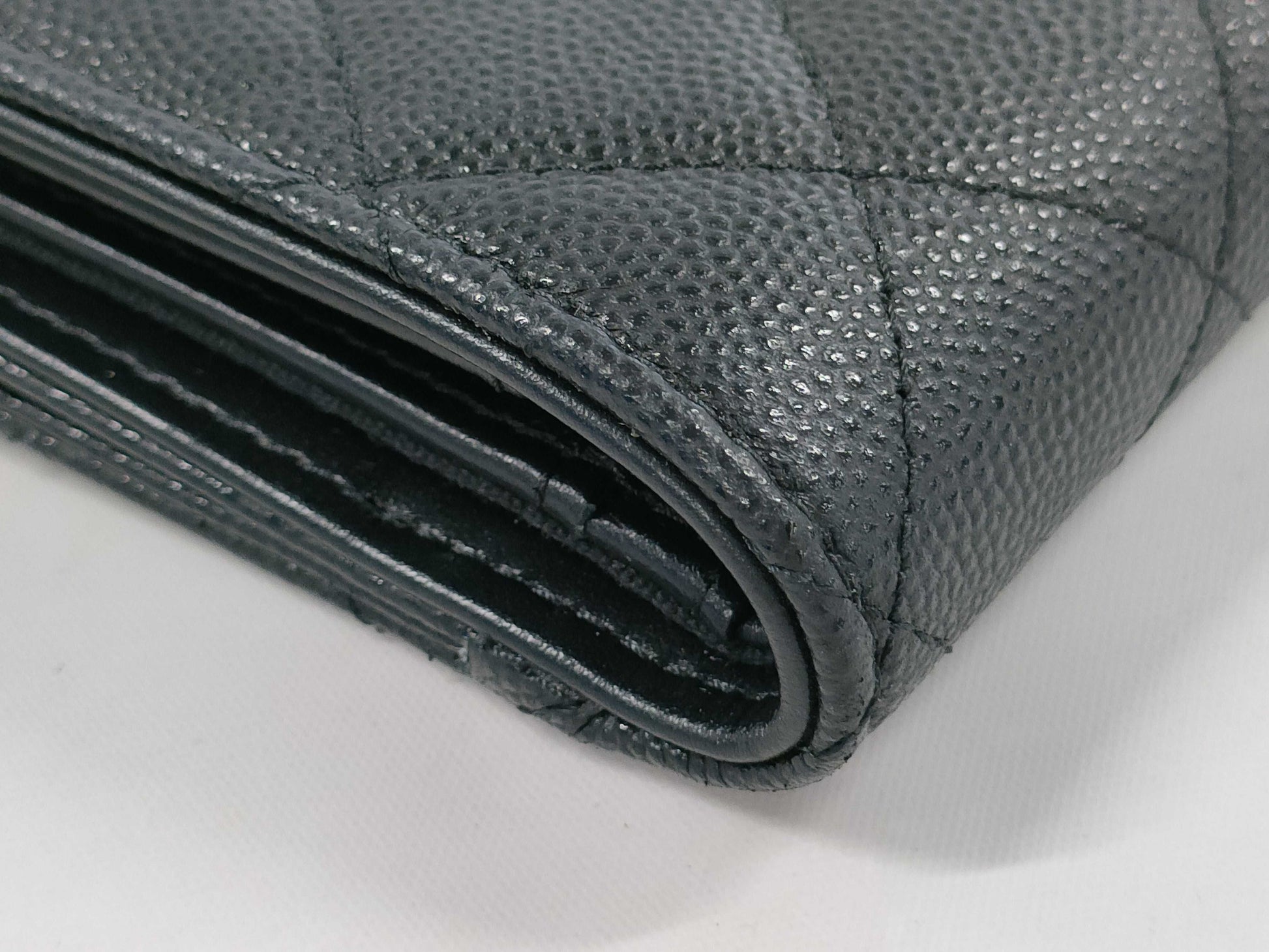 CHANEL Caviar Coco Mark Rhinestone Compact Wallet, Random Number