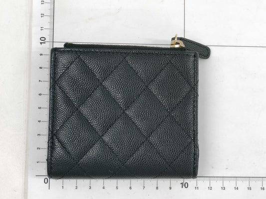 CHANEL Caviar Coco Mark Rhinestone Compact Wallet, Random Number