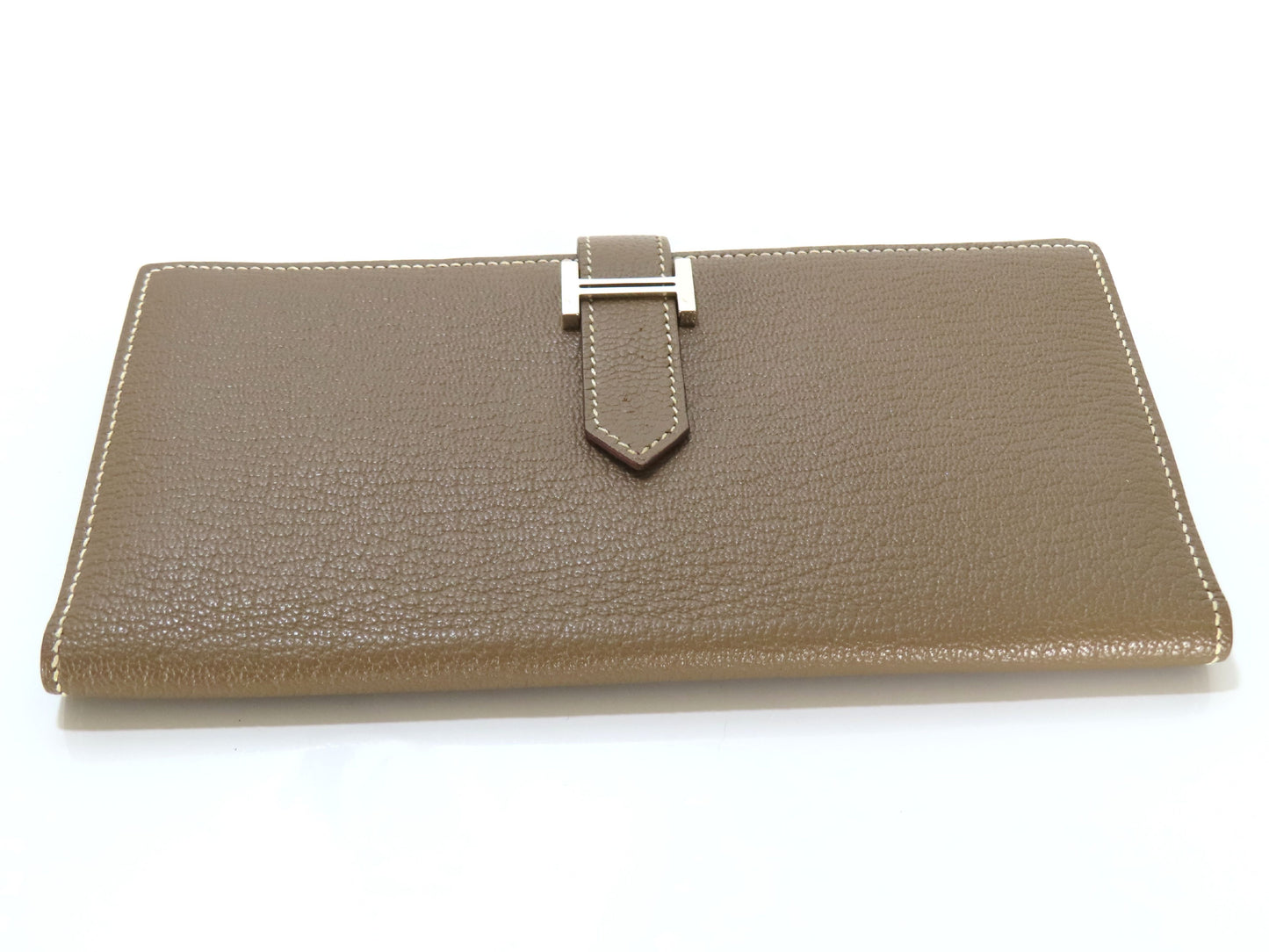 HERMES Bearn Hermes Chevre Bearn Souffle Etoupe B Stamp Wallet