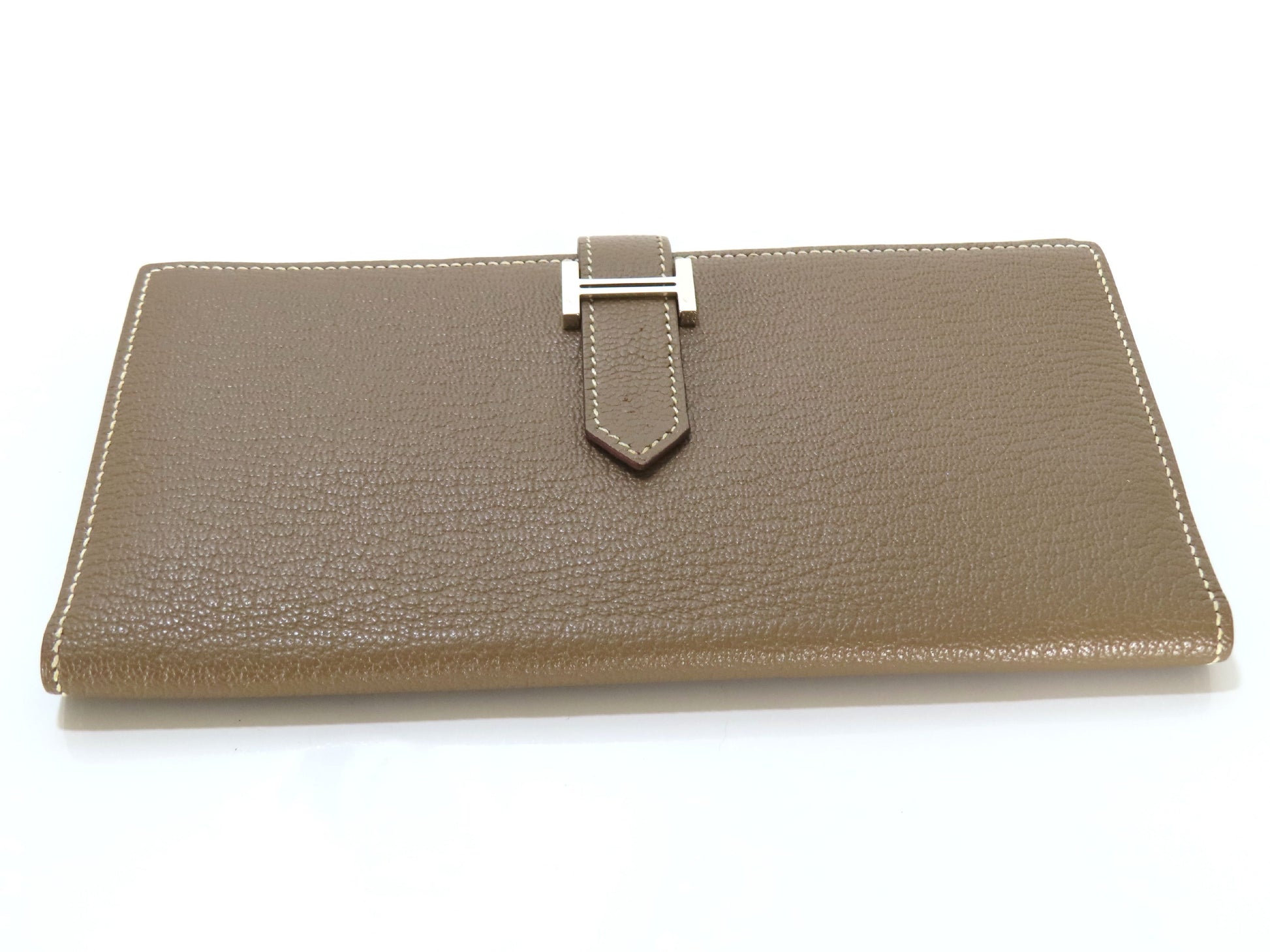 HERMES Bearn Hermes Chevre Bearn Souffle Etoupe B Stamp Wallet