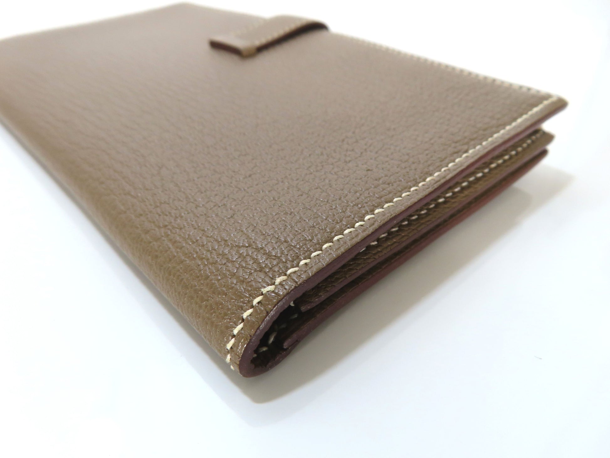 HERMES Bearn Hermes Chevre Bearn Souffle Etoupe B Stamp Wallet