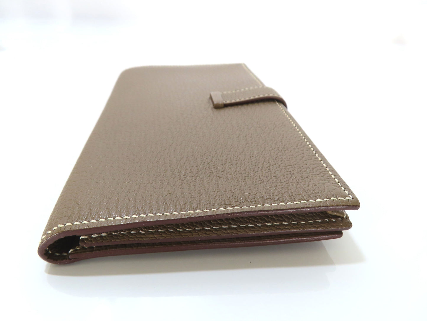 HERMES Bearn Hermes Chevre Bearn Souffle Etoupe B Stamp Wallet