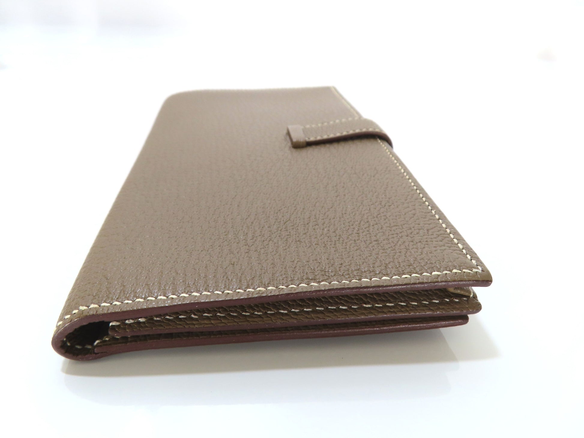 HERMES Bearn Hermes Chevre Bearn Souffle Etoupe B Stamp Wallet