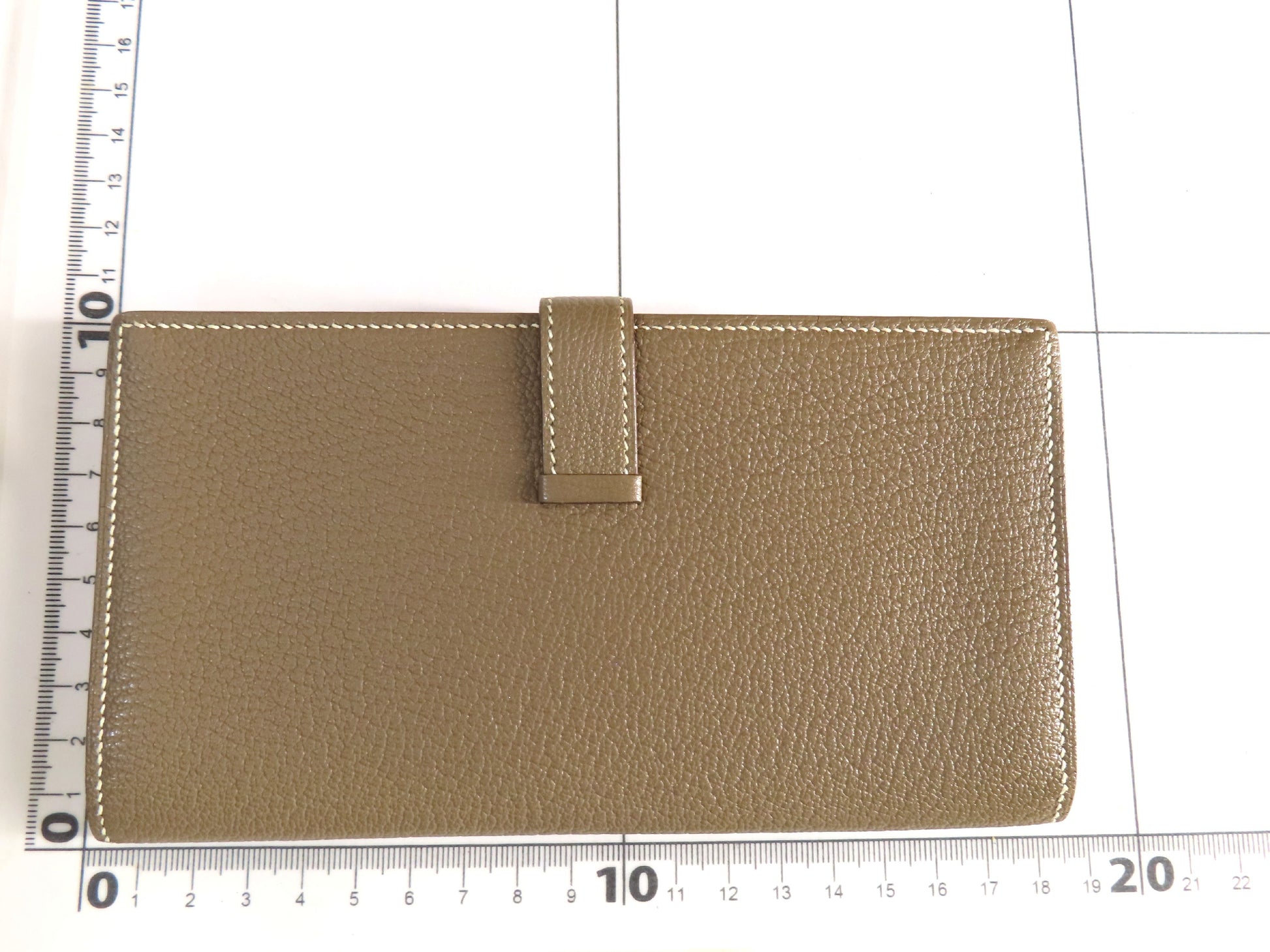 HERMES Bearn Hermes Chevre Bearn Souffle Etoupe B Stamp Wallet