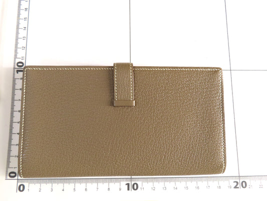 HERMES Bearn Hermes Chevre Bearn Souffle Etoupe B Stamp Wallet