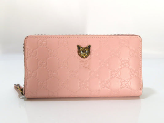 GUCCI Guccissima Cat Motif Round Zipper Long Wallet 548058 Wallet