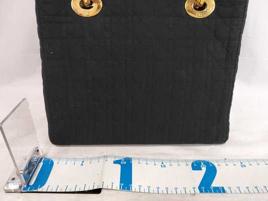 Dior Lady Dior Cannage Medium Handbag in Gold Hardware and Black