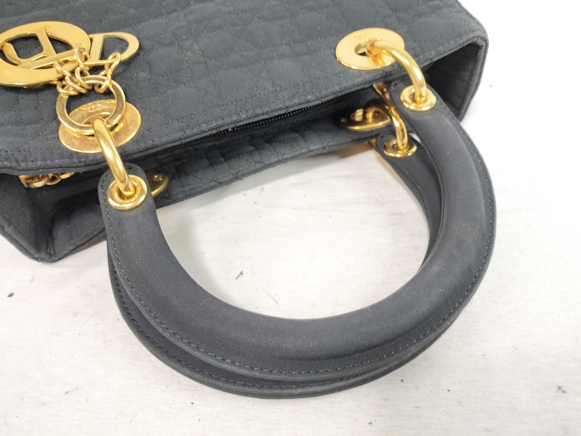 Dior Lady Dior Cannage Medium Handbag in Gold Hardware and Black