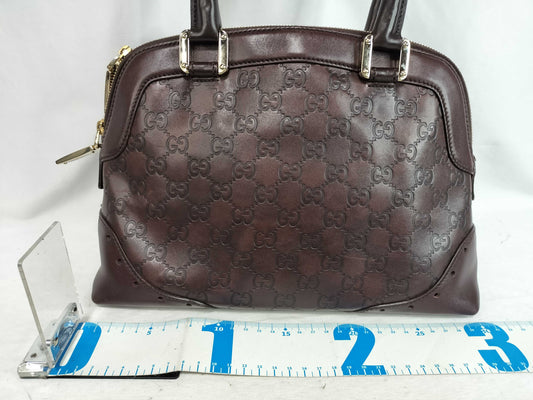GUCCI Guccissima Gucci 145785 Guccissima Horsebit Handbag Mini Boston Bag Dark Brown Handbag