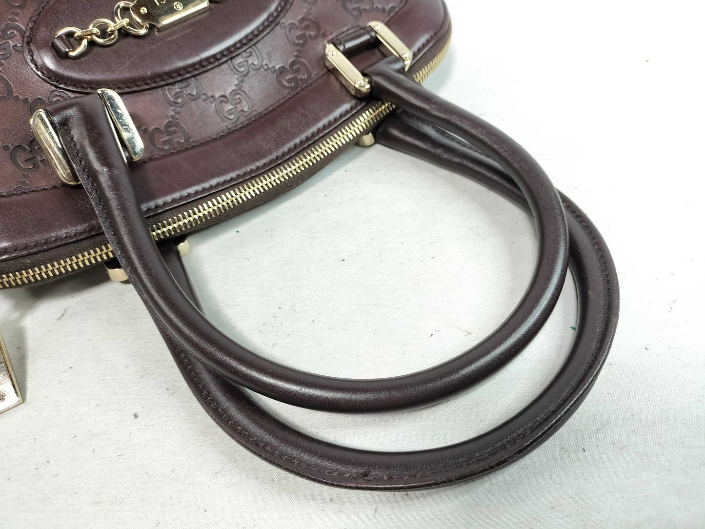 GUCCI Guccissima Gucci 145785 Guccissima Horsebit Handbag Mini Boston Bag Dark Brown Handbag