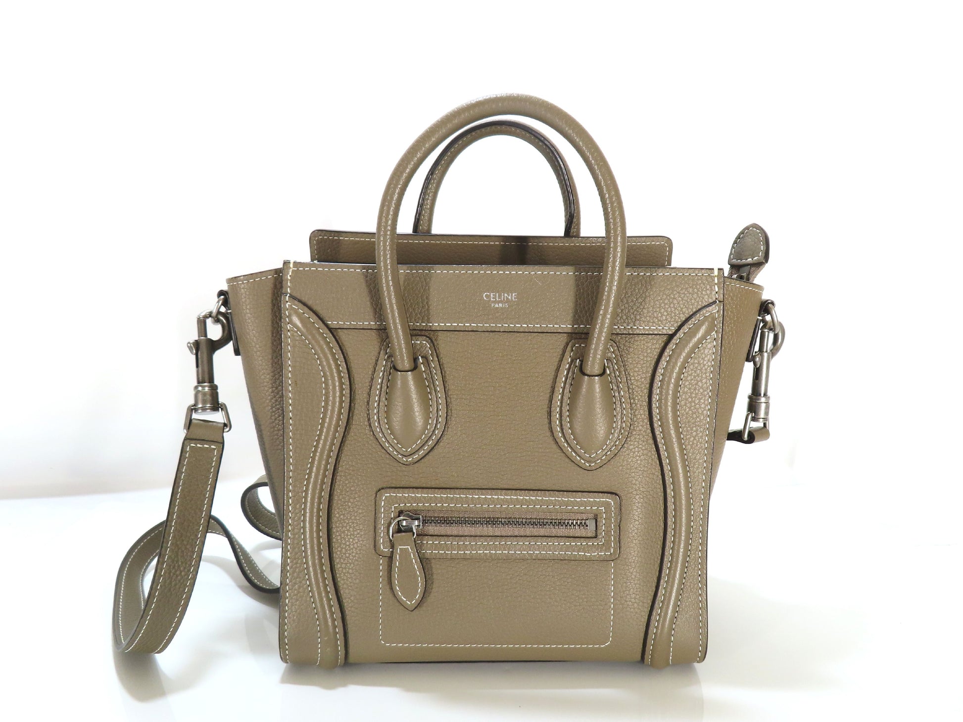 CELINE Luggage Nano Shopper in Drummed Calfskin, 2-Way Handbag
