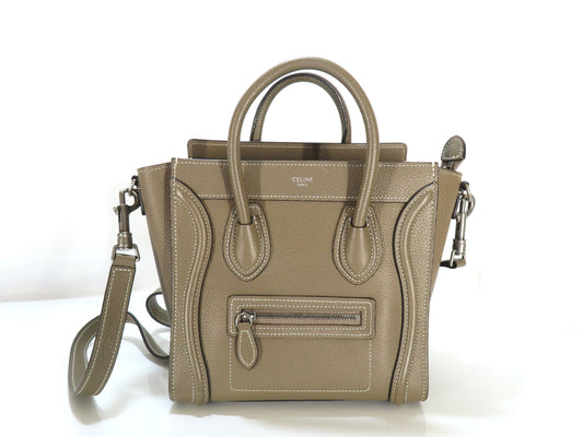 CELINE Luggage Nano Shopper in Drummed Calfskin, 2-Way Handbag