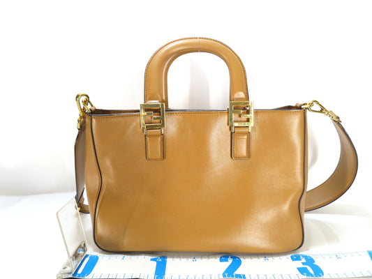 FENDI FF Tote Small 2-Way Handbag Black 8BH367 Handbag