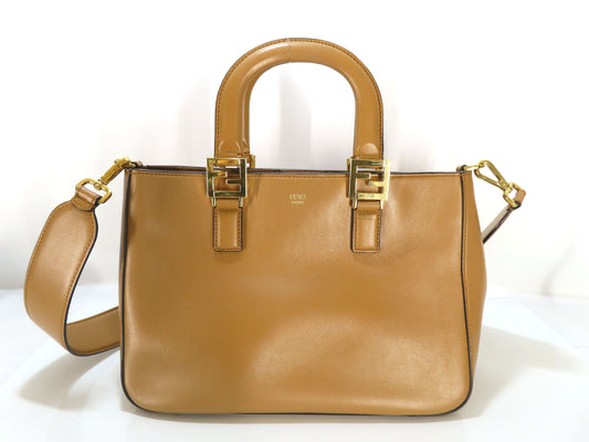 FENDI FF Tote Small 2-Way Handbag Black 8BH367 Handbag