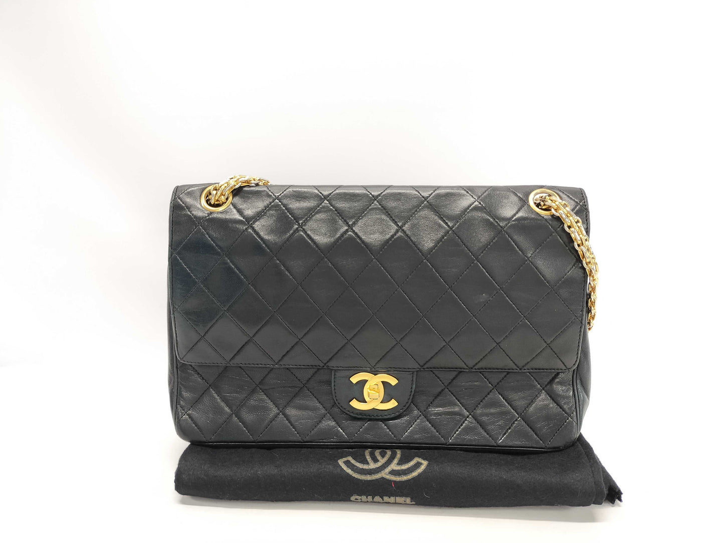 CHANEL Lambskin Matelasse Double Flap Chain Shoulder Bag