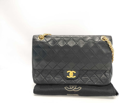CHANEL Lambskin Matelasse Double Flap Chain Shoulder Bag