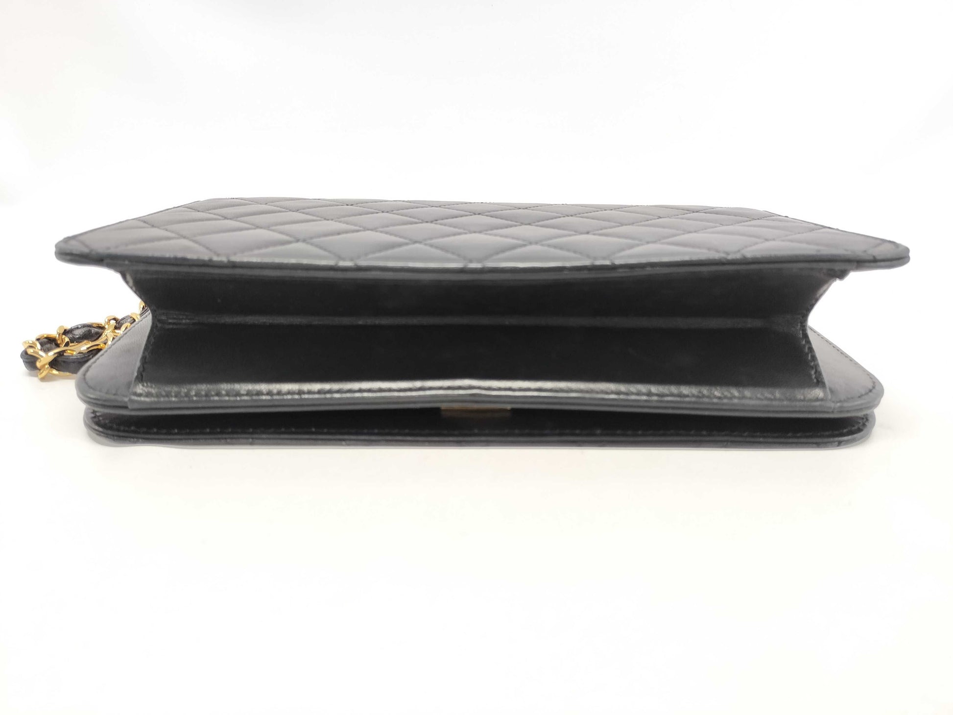 CHANEL Lambskin Matelasse Push Lock Chain Shoulder Bag