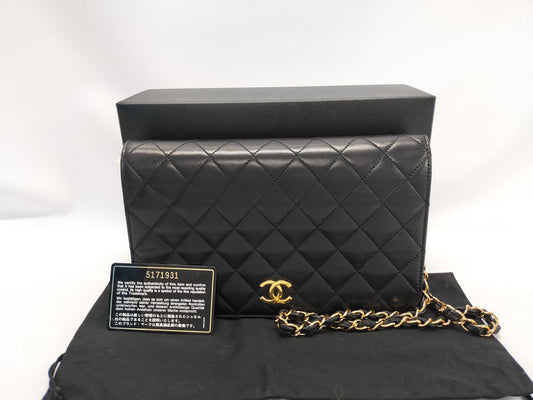 CHANEL Lambskin Matelasse Push Lock Chain Shoulder Bag