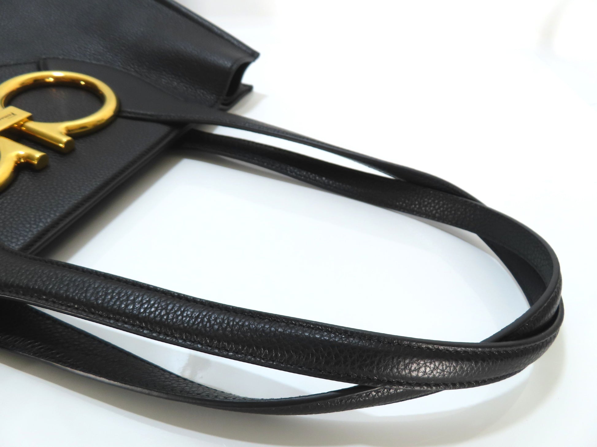 Salvatore Ferragamo Gancini Leather Shoulder Tote Bag
